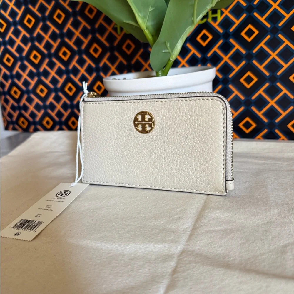 NWT Tory Burch felix zip card case new moon Leather Wallet - Picture 3 of 10